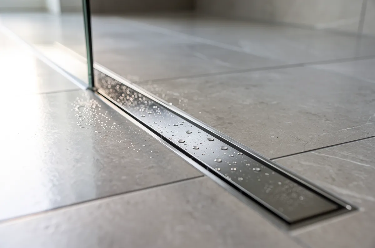 Ralo linear oculto com tampa para revestimento em um box