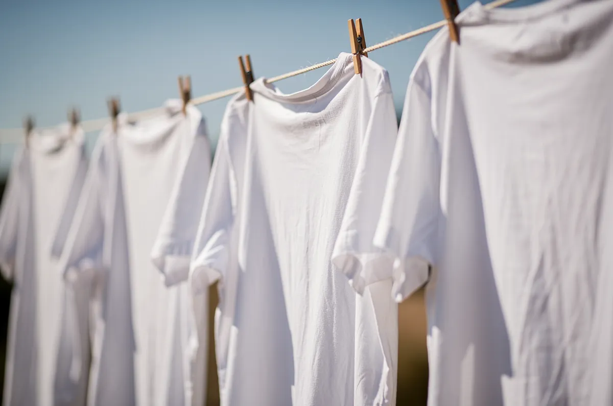 Camisas brancas no varal secando ao sol