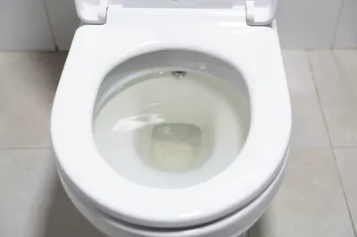 Vaso sanitário com água turva subindo, sinal de entupimento
